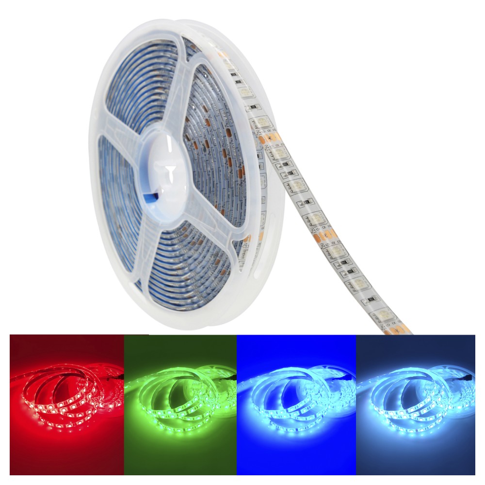 Black/White Strip 12V 5050 RGB 7-Color Changing LED Strip IP65 Waterproof