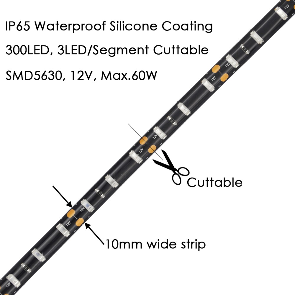 Super Bright 12V SMD5630 Black LED Strip 300LED/5M IP65 Waterproofing